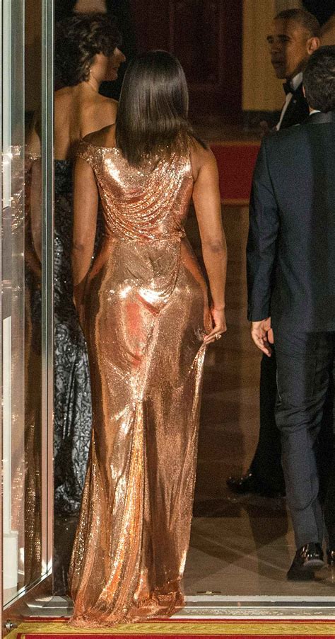 michelle obama robe versace|obama rose gold versace dress.